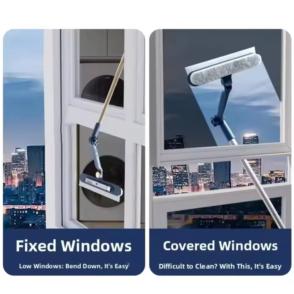120CM Long Handle Window Cleaner – 2-in-1 Scrub & Squeegee