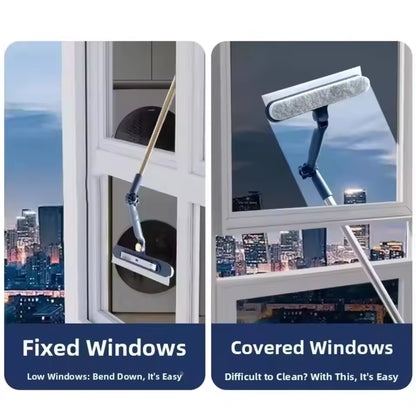 120CM Long Handle Window Cleaner – 2-in-1 Scrub & Squeegee
