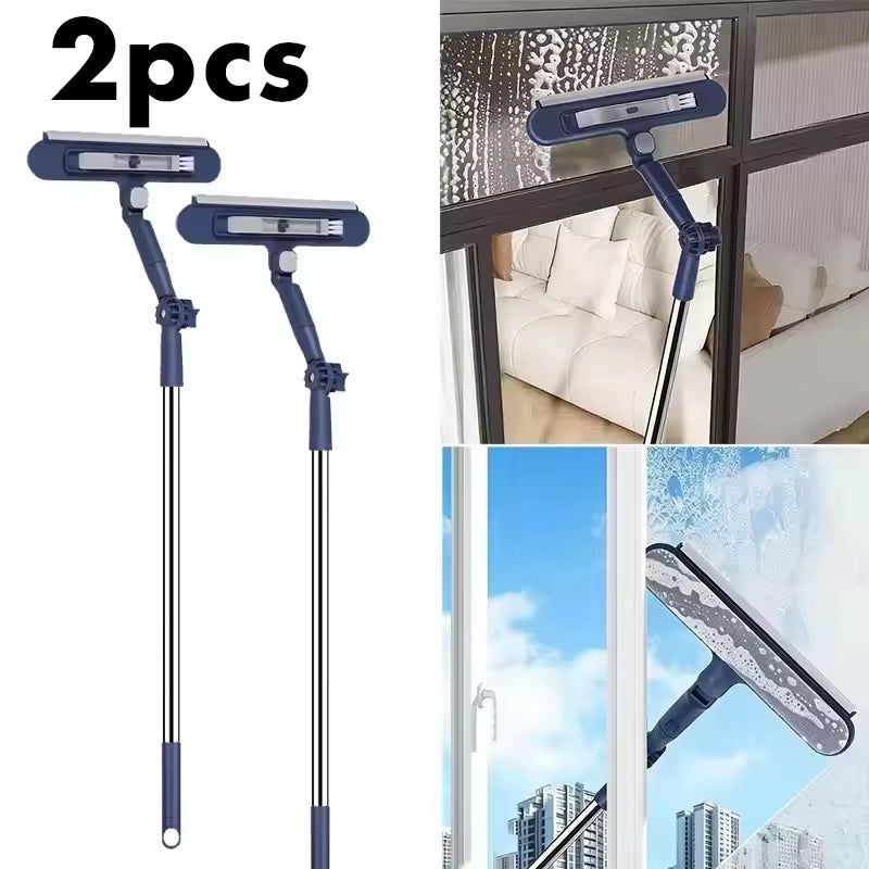 120CM Long Handle Window Cleaner – 2-in-1 Scrub & Squeegee