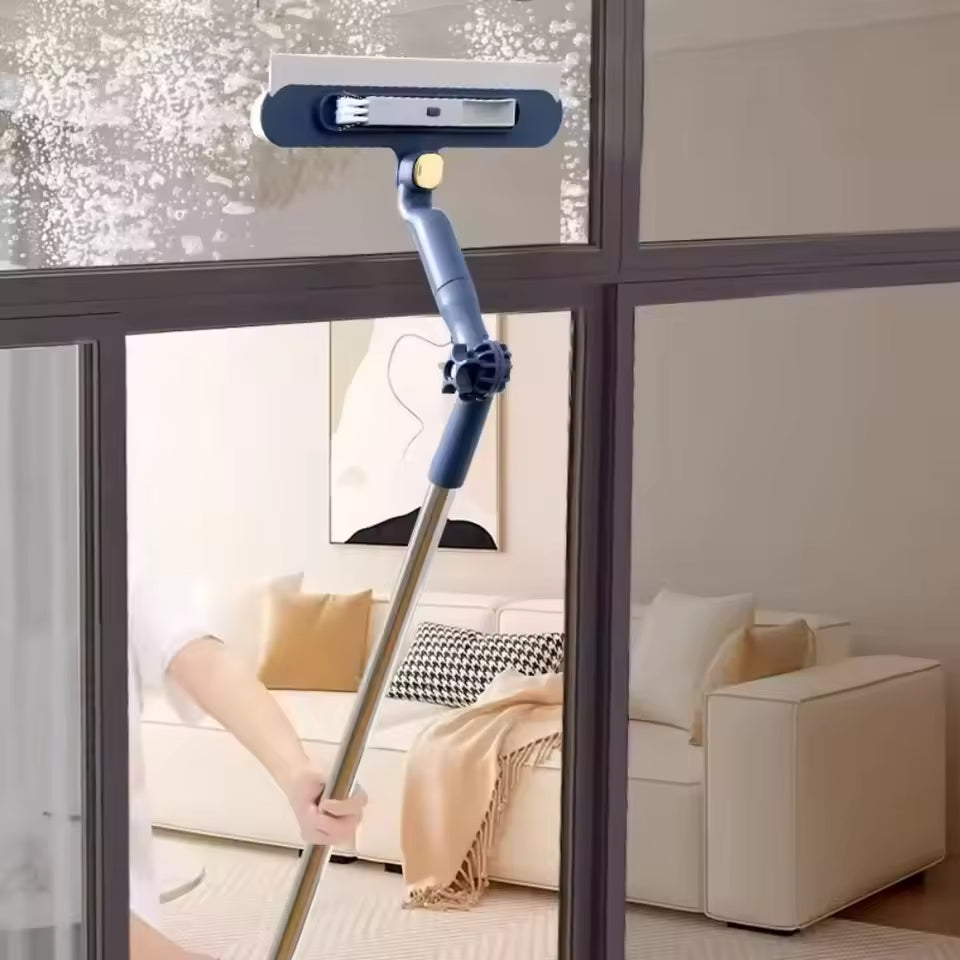 120CM Long Handle Window Cleaner – 2-in-1 Scrub & Squeegee
