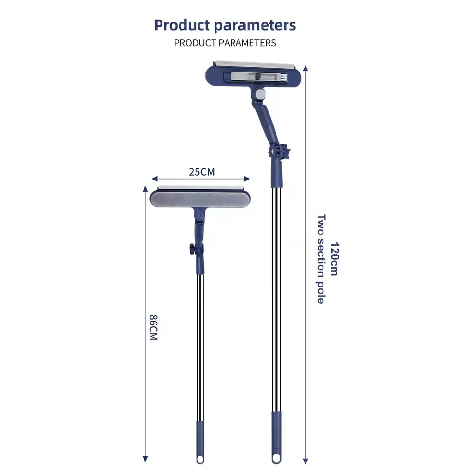 120CM Long Handle Window Cleaner – 2-in-1 Scrub & Squeegee